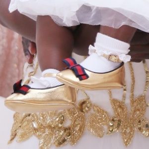 Gucci baby metallic leather ballet flat